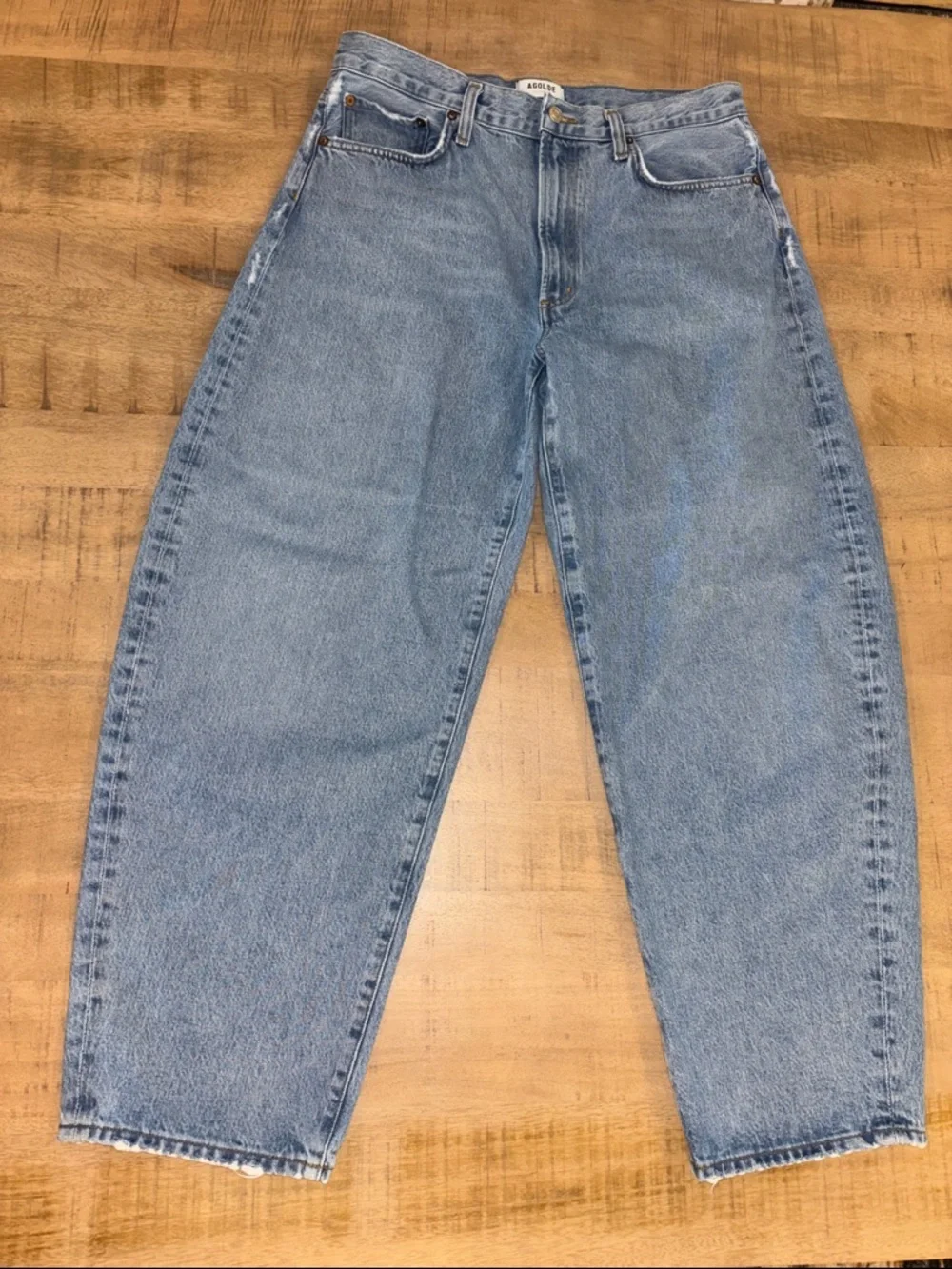 AGOLDE Balloon Leg Denim Jeans Size 30 Designer 100% Cotton Classic Bohemian - Picture 2 of 8